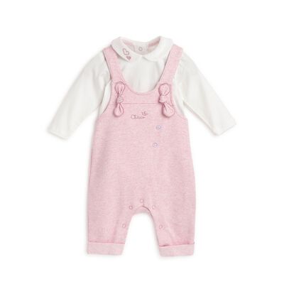 Girls Medium Pink Solid Body Plus Long Dungaree